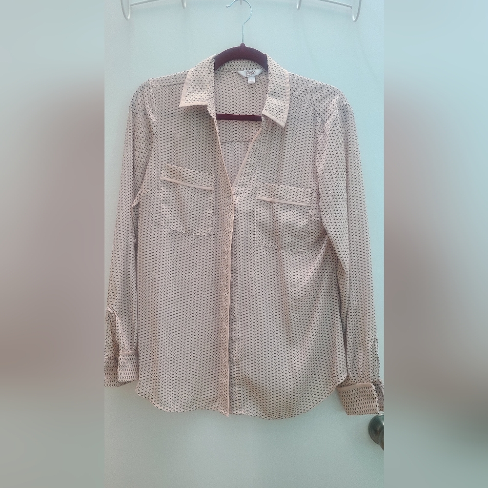 Candies Long Sleeve Blouse, pink with print, Medium